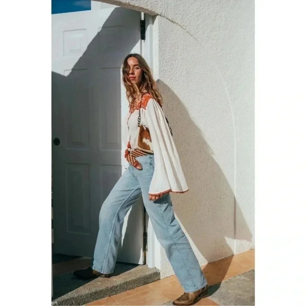 Free People‎ | Lana Bell Sleeve Embroidered Bodysuit XS